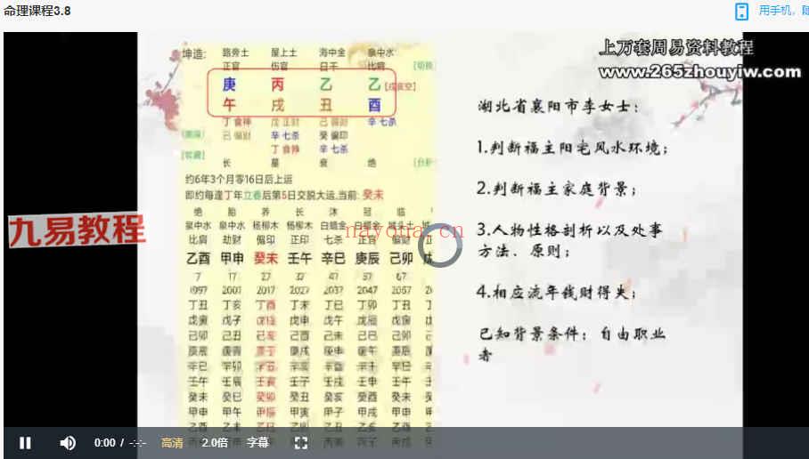 刘云峰新派八字课程视频10集
