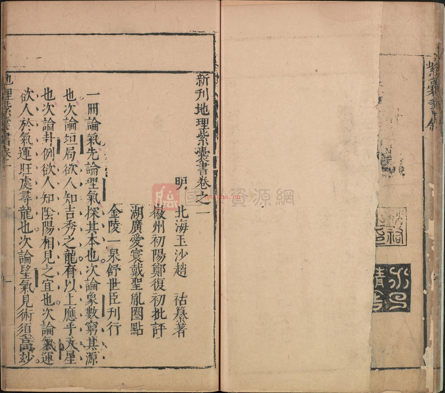 《新刊地理紫囊书》六卷.[金陵]舒世臣.明万历（1615-1620）