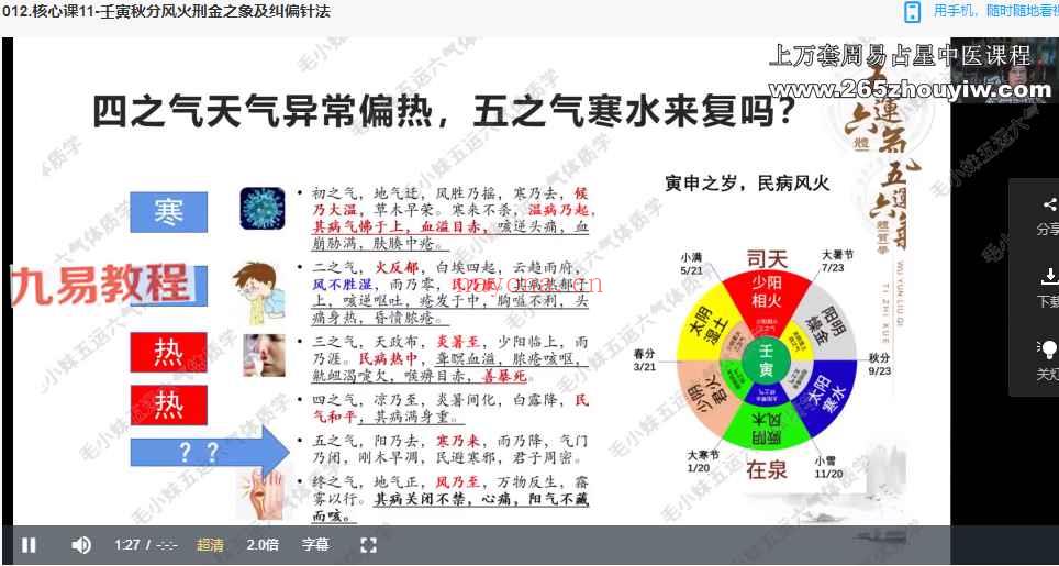 毛小妹经络解读核心课（C课程）视频16集