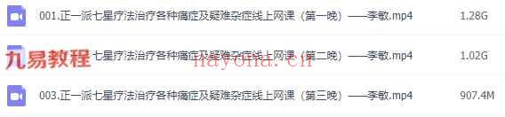 李敏-正一派七星疗法治疗各种痛症及疑难杂症线上网课视频3集
