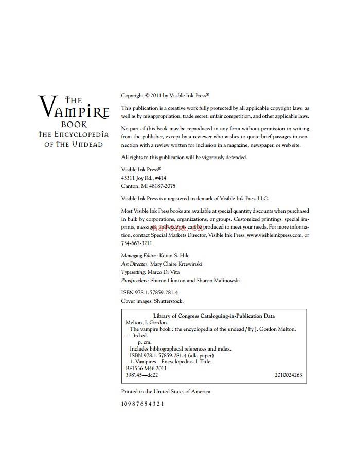 《The Vampire Book The Encyclopedia of the Undead》