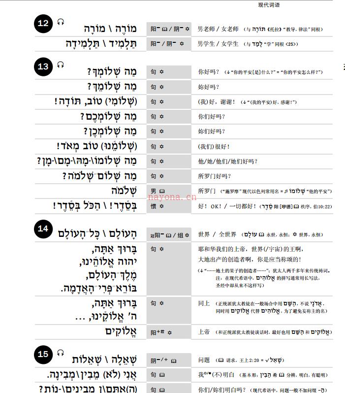 《古希伯来语教程》发音练习mp3