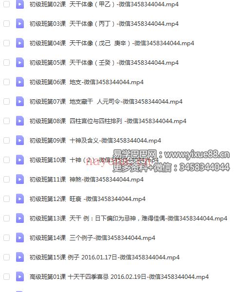 易海闲人 平运八字初级班15课+高级班10课视频