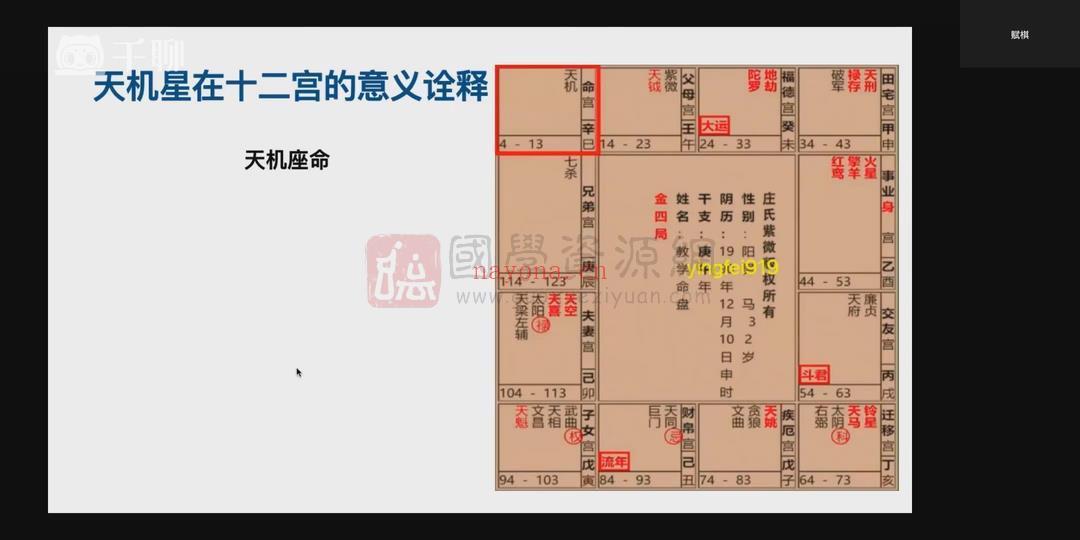 赋棋 紫微斗数课程一期 67集视频+1节音频