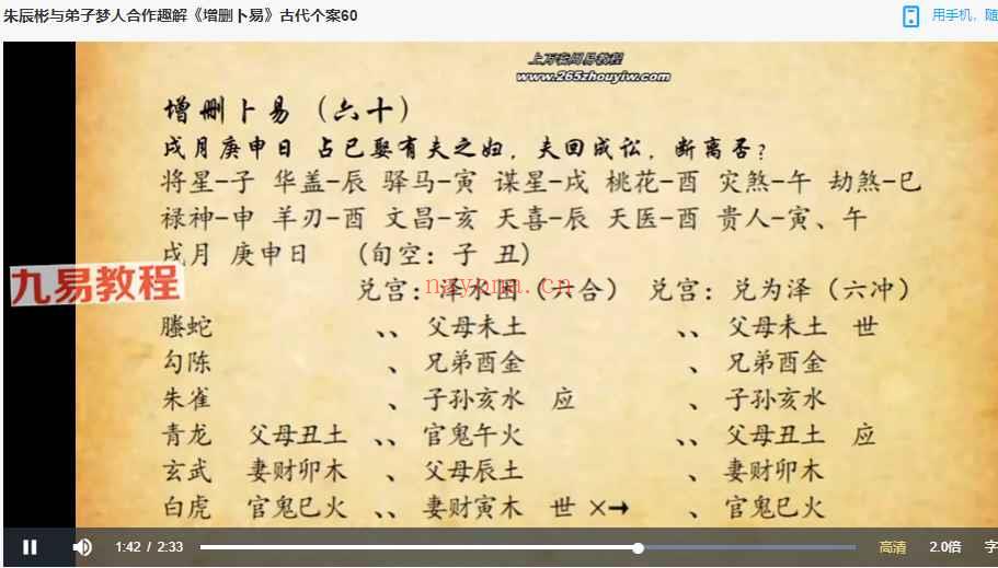 朱辰彬2024《趣解增删卜易古代个案》 116集视频 神秘学资料最全