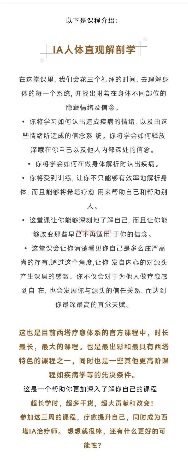 💕少女汀 成为疗愈师必备智慧与知识 西塔高阶:第四期IA(人体直观剖析）课程