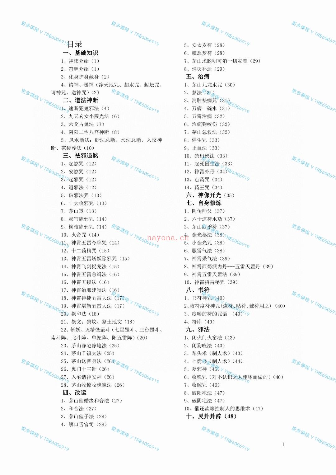 (道教法术)茅山派和神霄派法术讲义，详细内容可看下方图片目录