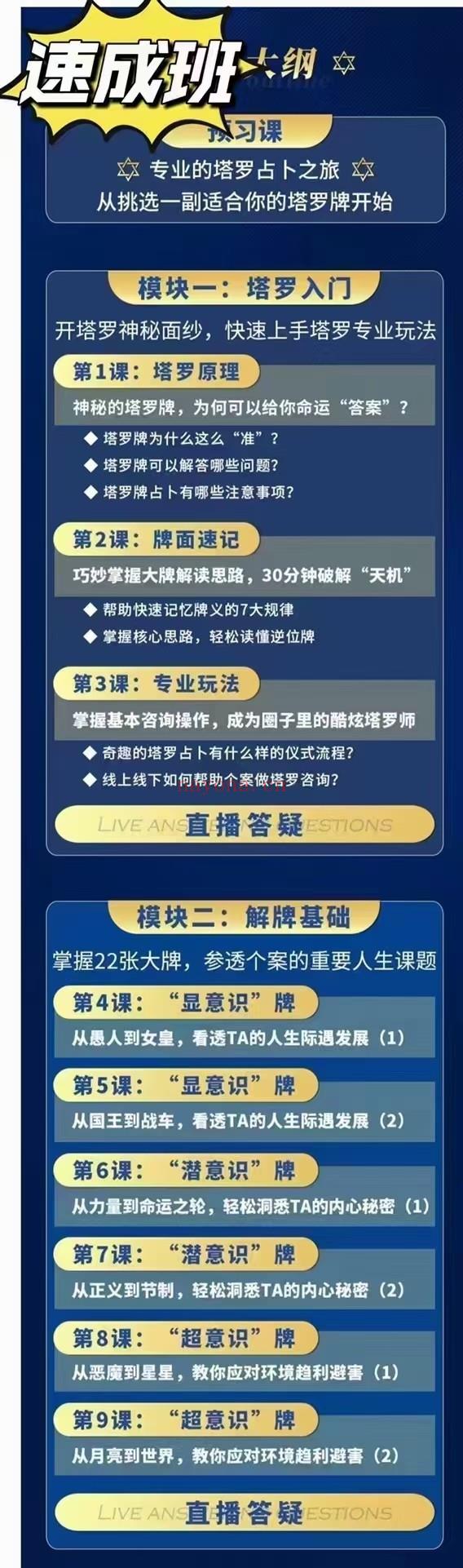 (塔罗课程)韵谦老师 2022年 塔罗咨询师速成班+进修班+高级班套全课程 原价12000元 全套视频课程 感兴趣请私聊！