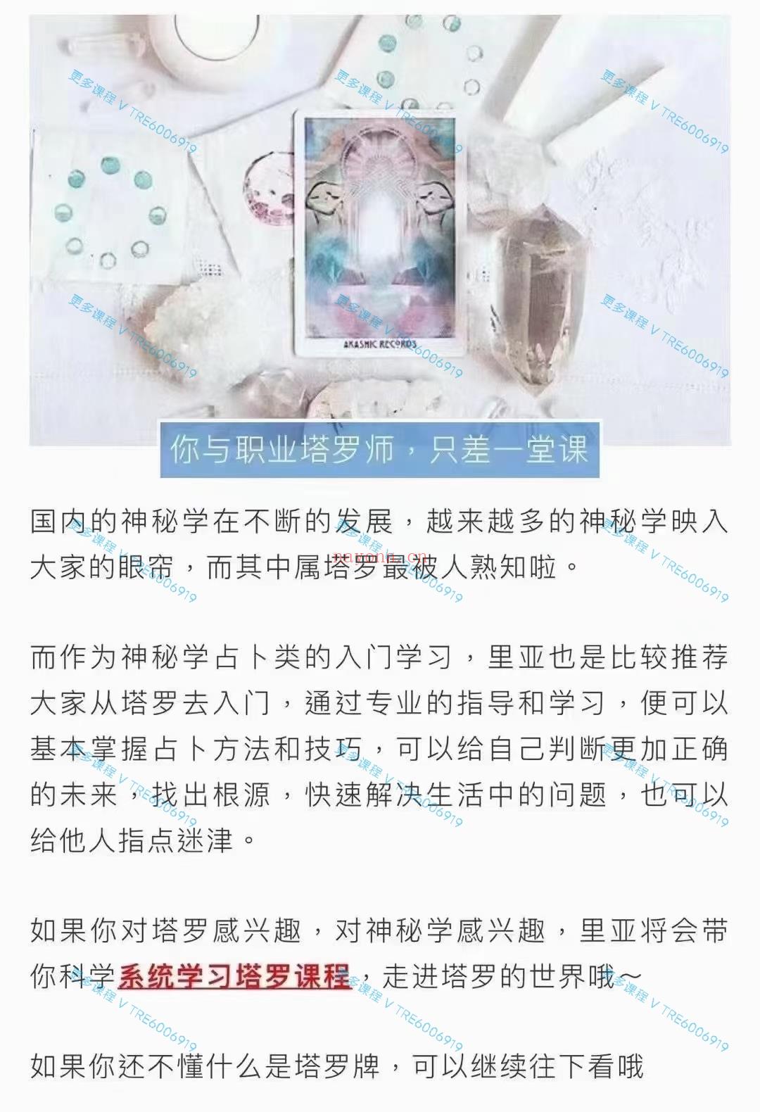 (塔罗课程)塔罗大赛亚军 新月巫城 里亚老师 韦特塔罗初阶+进阶课程 全套视频课程