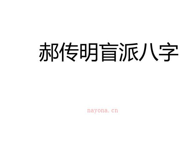 郝老师传明盲派八字 -神秘学领域最全