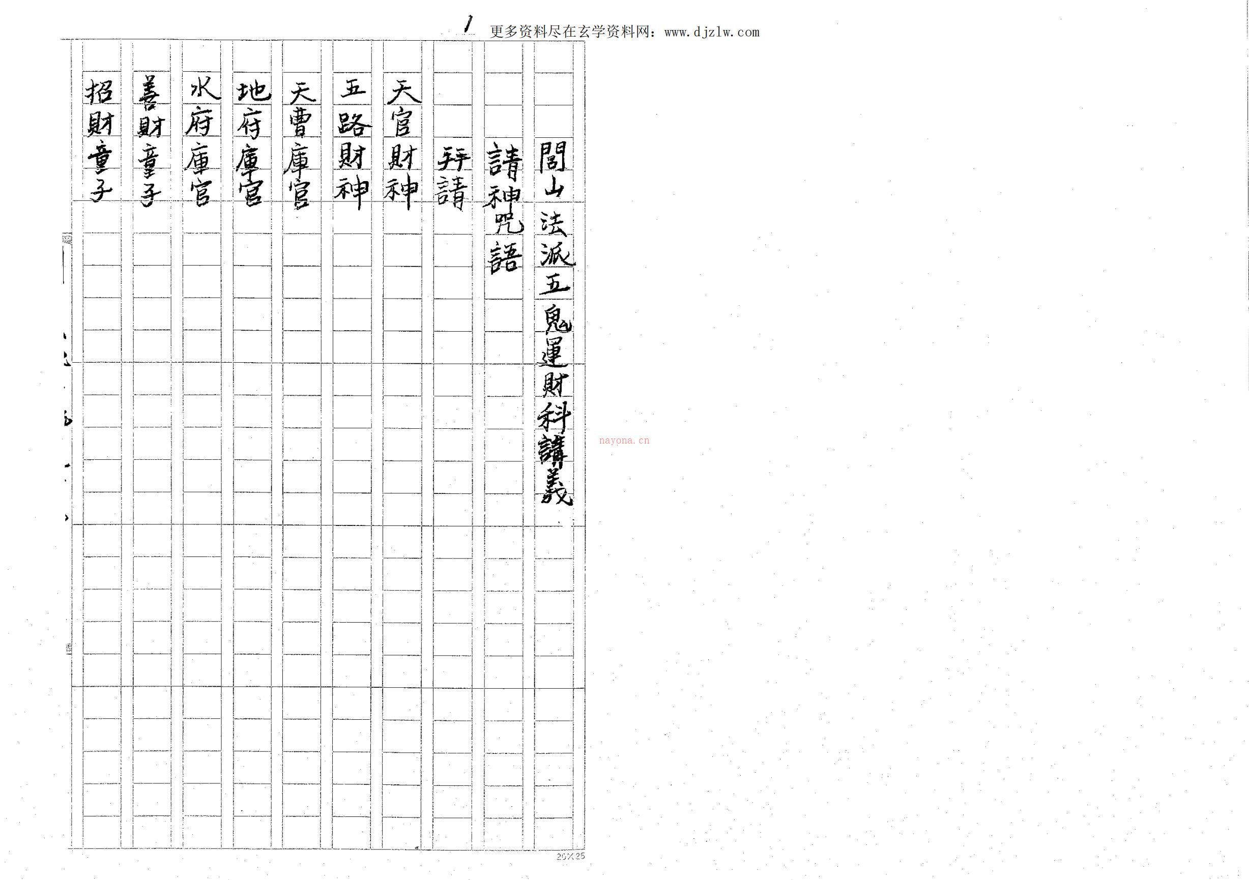 闾山法派五鬼运财科讲义14面电子版稀有法本