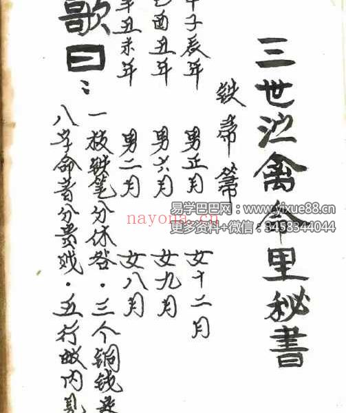 诸葛亮定人生祸福《三世演禽命里秘书》168页