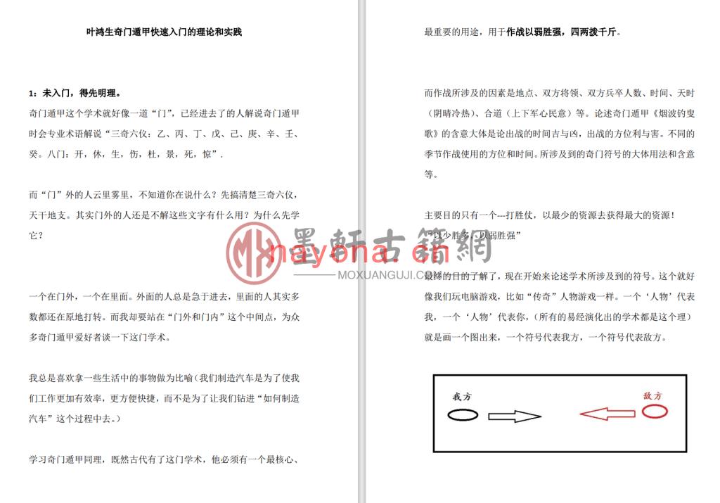 叶鸿生《奇门遁甲快速入门的理论和实践》(14单页)