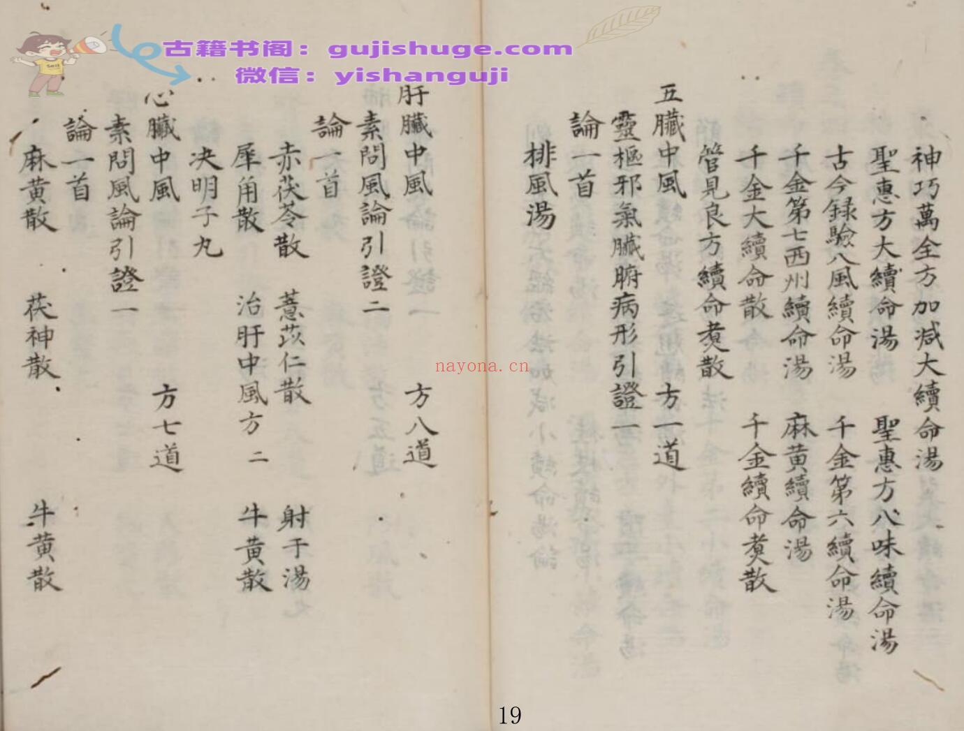 《 风科集验名方》