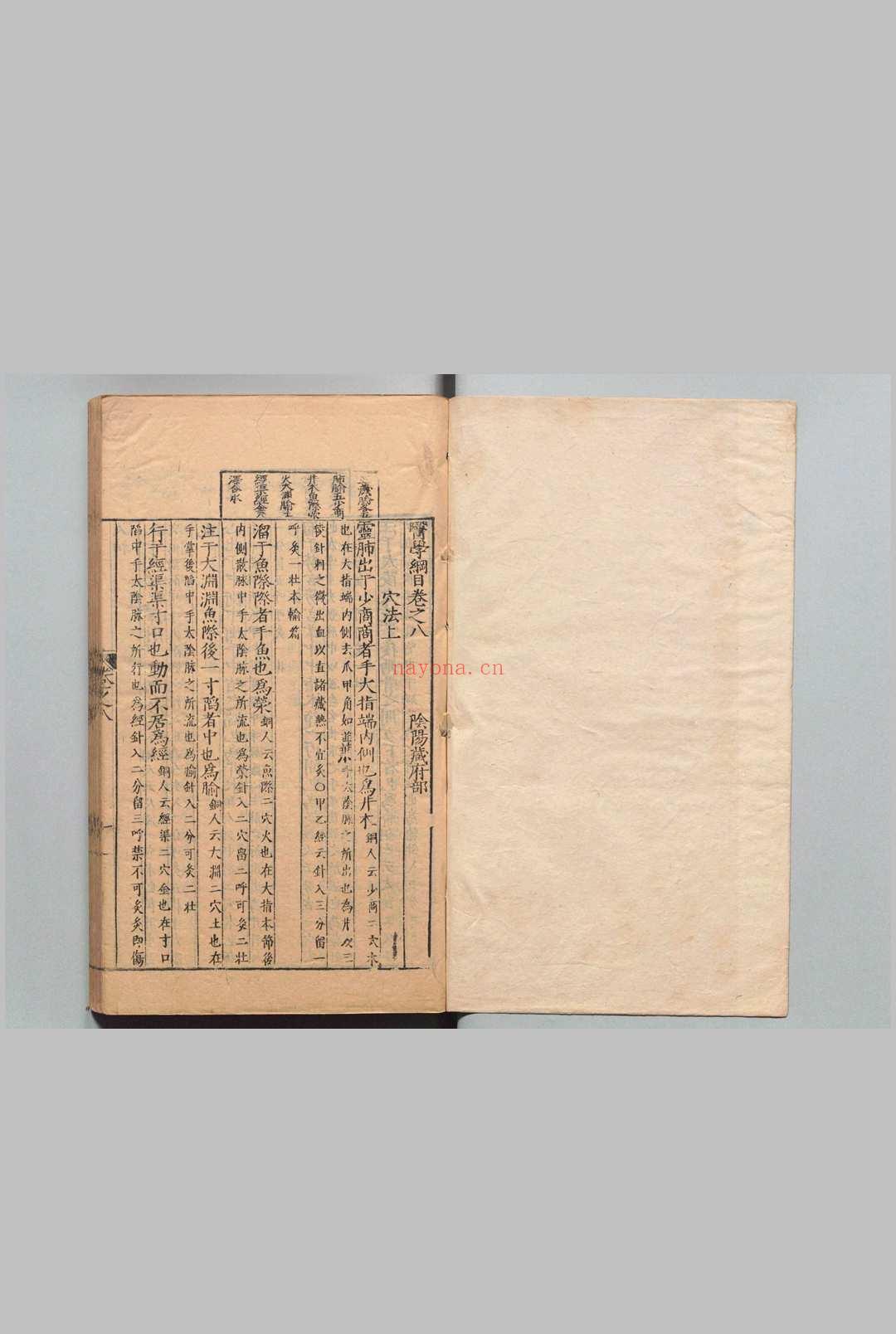 医学纲目 40卷 目２卷 楼英 明刊本