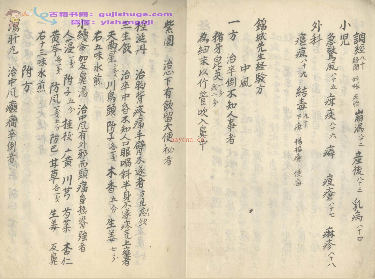 锦城先生《经验方》