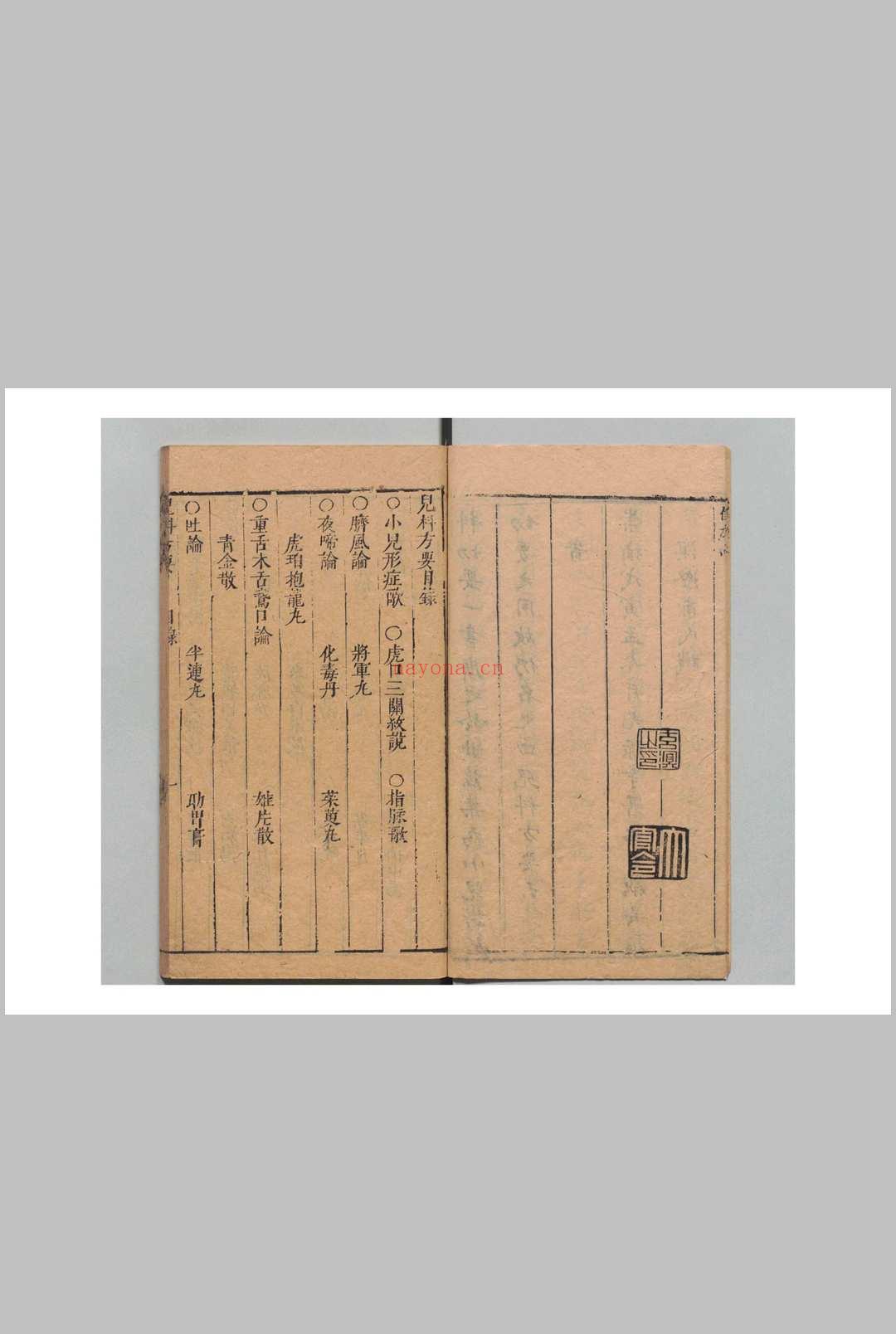 儿科方要 吴志中 吴元溟 明崇祯11年