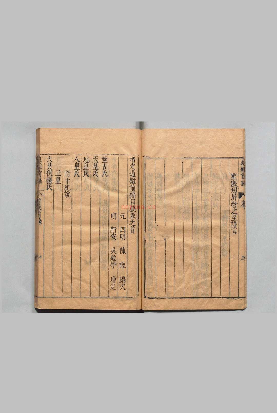 通鉴前编 18卷 举要2卷 增定资治通鉴前编卷首1卷 金履祥(宋)吴勉学(明)陈桱(元)吴中珩(明)