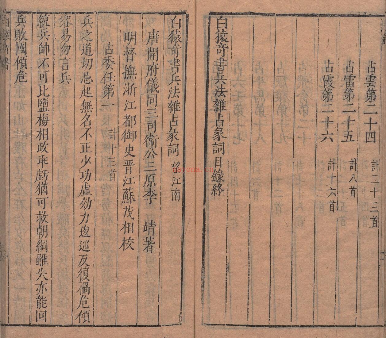 白猿奇书兵法杂占彖词 李靖（唐）苏茂相（明）明刊本