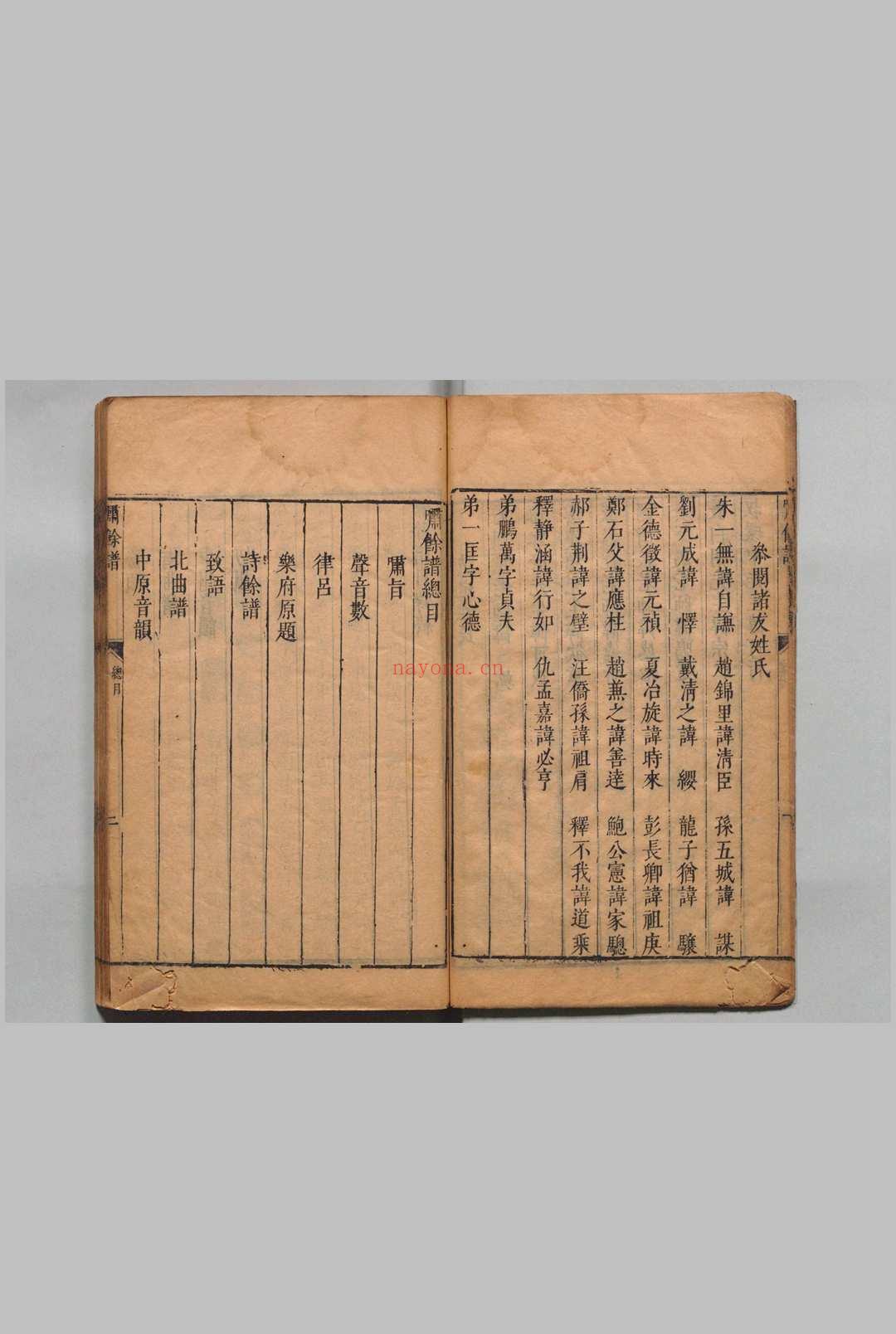 啸余谱 10卷 程明善 明万历47年