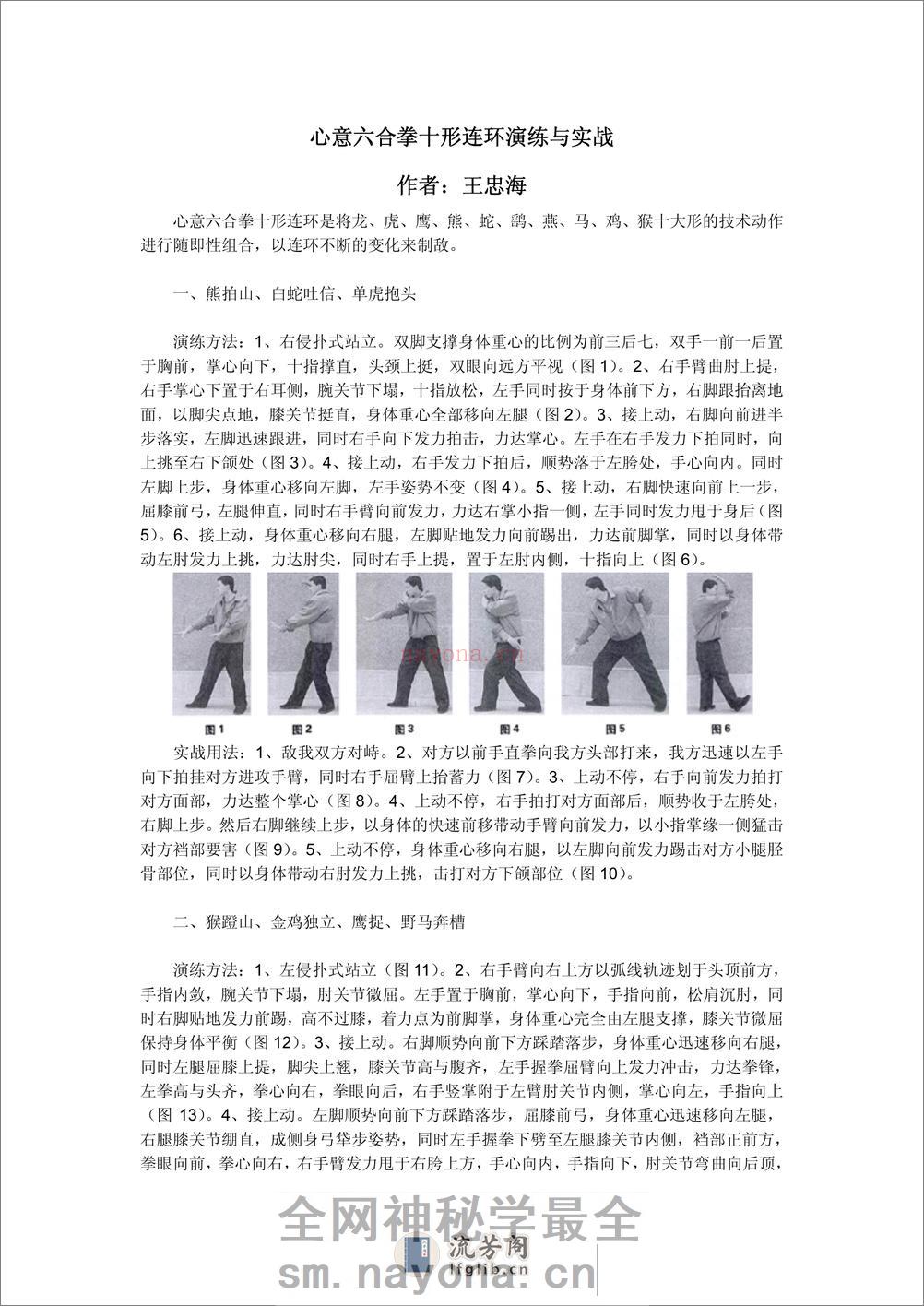 《心意六合拳十形连环演练与实战》王忠海 - 第1页预览图