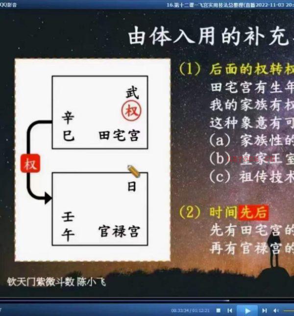 陈小飞钦天门紫微斗数进阶完整版，27集视频