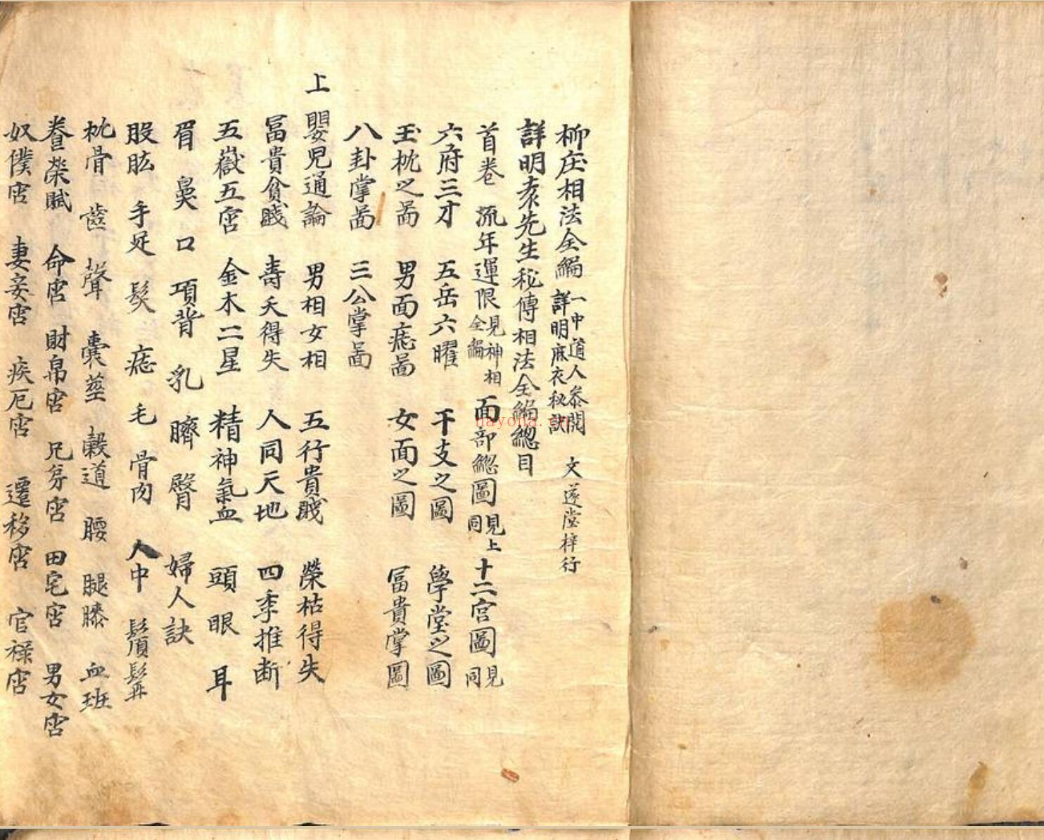 《详明解袁先生秘传相法全编》
