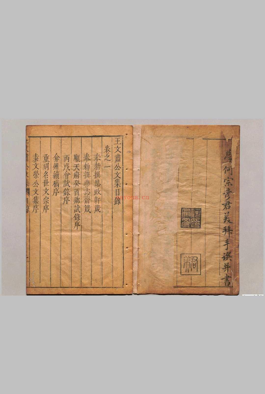 王文肃公文集 55卷 王锡爵 王时敏 明万历43年