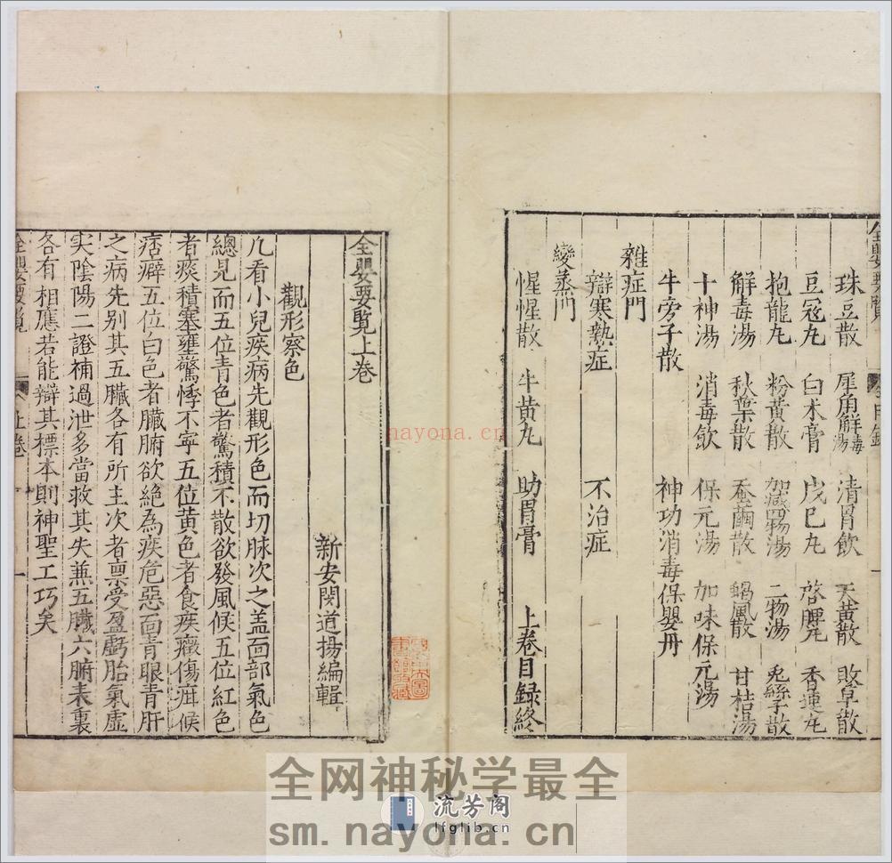 全婴要览.2卷.明闵道扬撰.明隆庆6年金陵刊本.1572年 - 第7页预览图