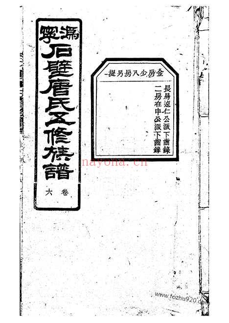 【沩宁石壁唐氏五修族谱】（宁乡家谱）_N2088.pdf