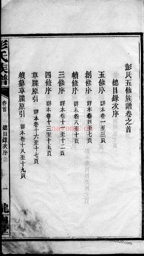 【彭氏五修族谱】十六卷_补遗一卷（沅江家谱）_N0768.pdf