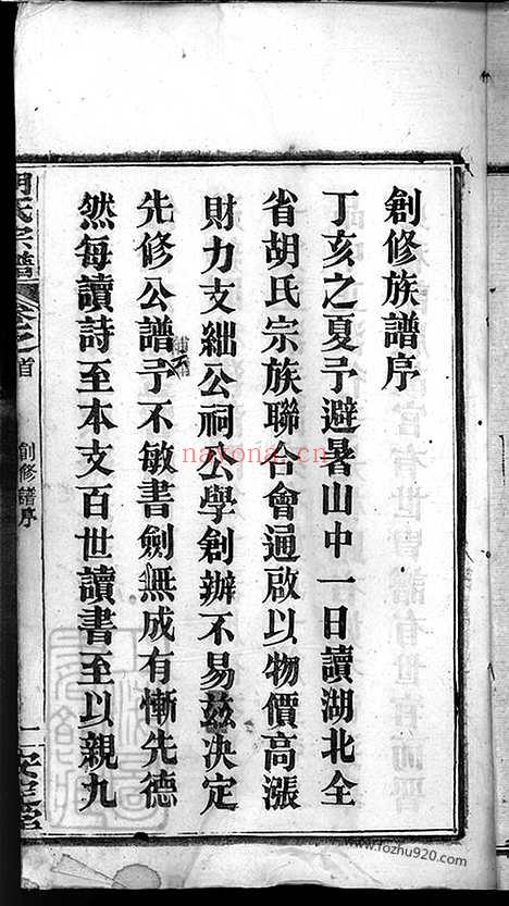 【楚黄胡氏宗谱】九卷首一卷（湖北红安家谱）_N8481.pdf