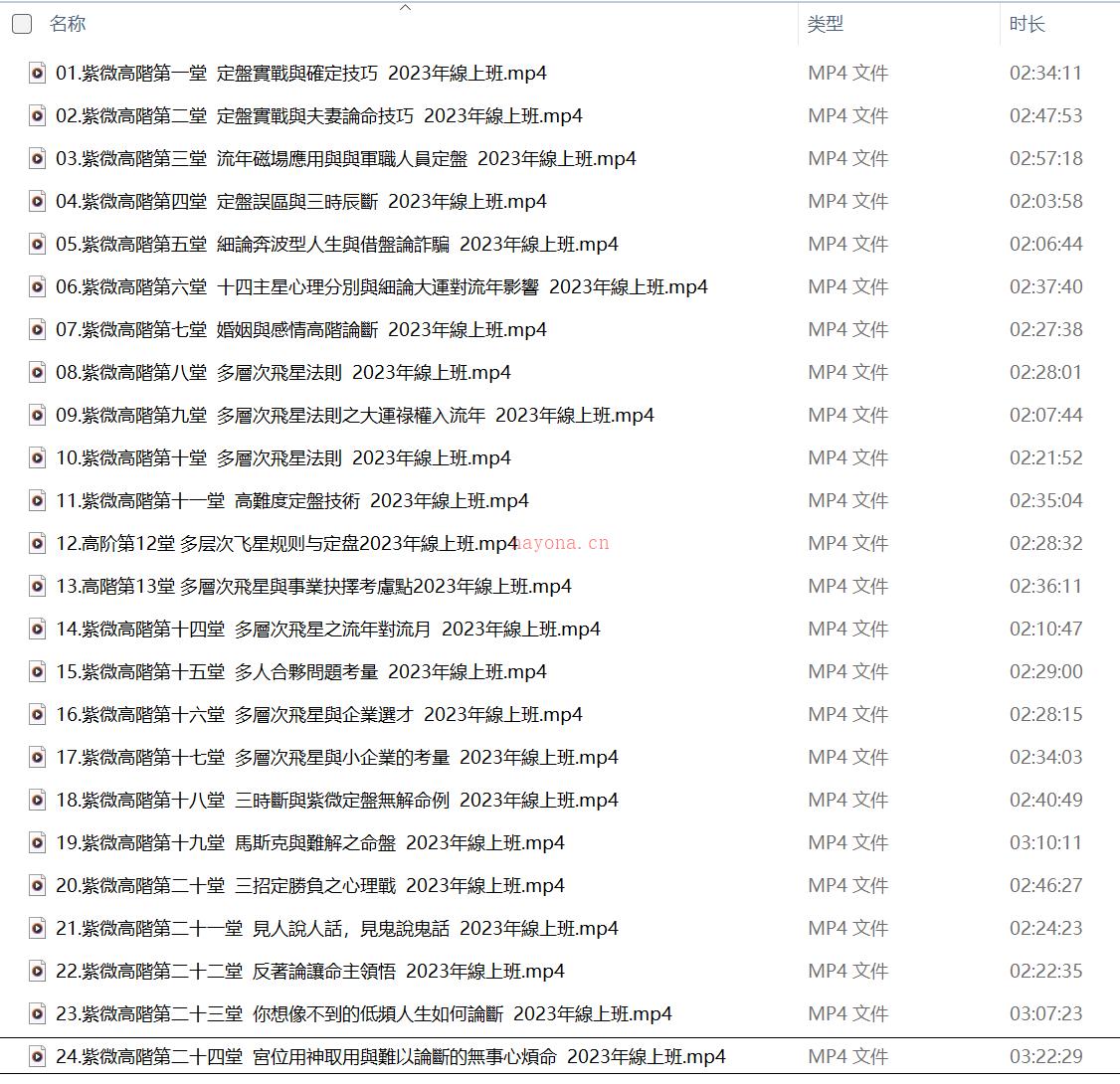 陈明业紫微斗数2023高阶（视频+书籍）课程全套