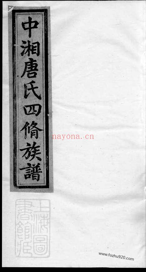 【中湘唐氏四修族谱】十六卷（湘潭家谱）_N5395.pdf