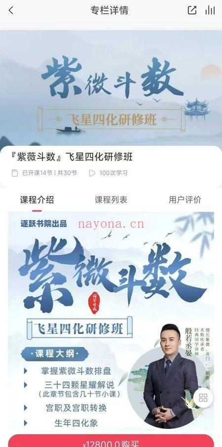 般若‮宴丞‬【飞星四化‮微紫‬斗数研修班】14集视频+文档
