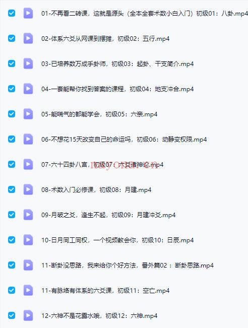 【江城小白变大师】六爻初级+理法 视频课25集