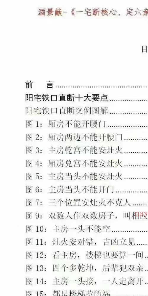 酒景献 一宅断核心 定六亲 铁口直断 图解阳宅吉