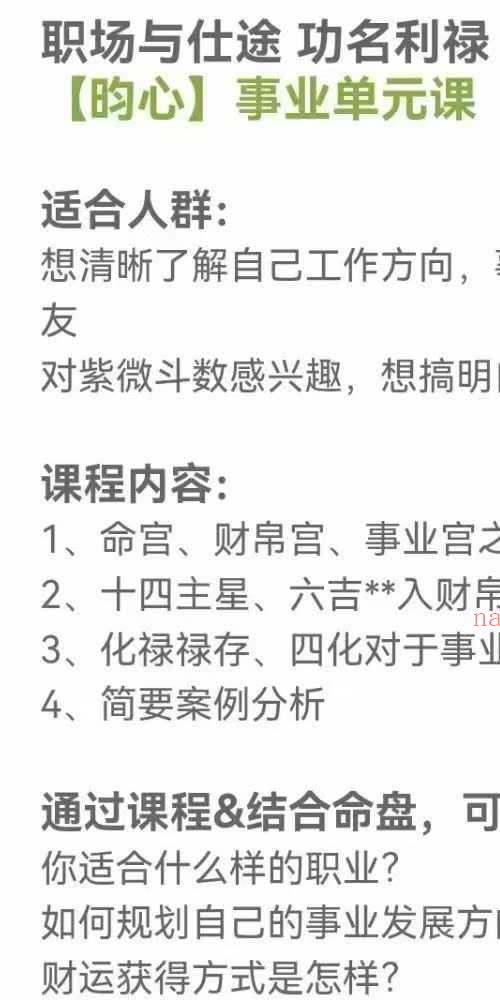 昀心 紫微斗数事业单元课