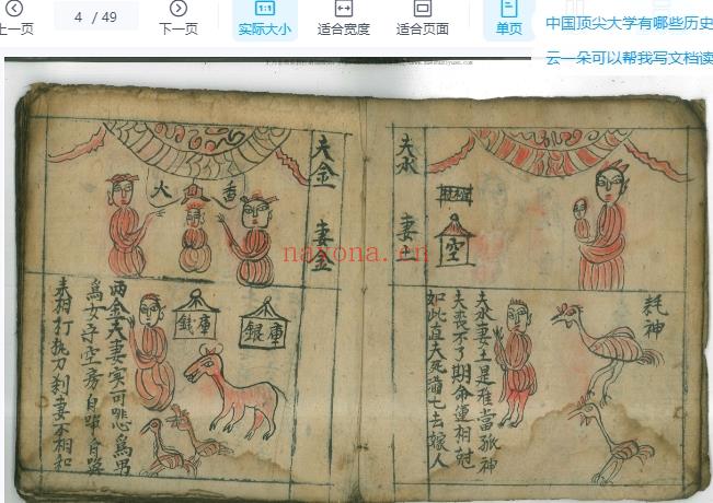 清代古籍合婚八字彩绘手抄本98页Y插图1