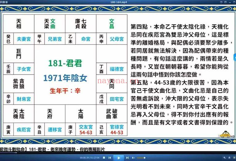 显君一枝花【紫薇斗数2000案例课】视频129集