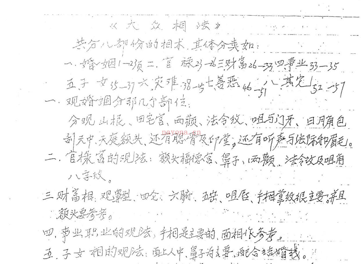 何培甫大众相法实战授徒手写资料6部;百度网盘