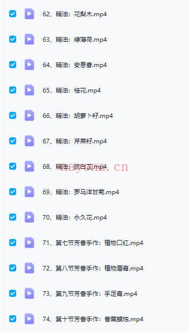 《芳香疗愈精油调配秘训班》视频课74集