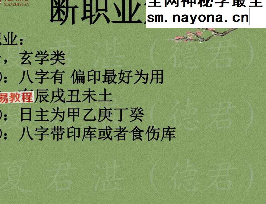 夏君湛老师《首次揭秘，如何看职业篇，风尘行业，军警类，当官类，教师类，经商类，销售类，当官类》秘籍破译职业篇首次面世.pdf 百度云
