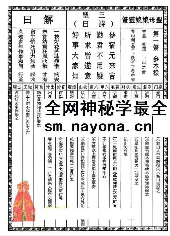 《圣母娘娘灵签》30页