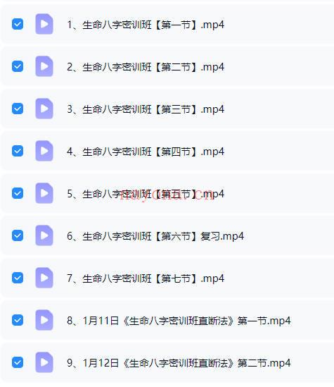 张瑞依《生命八字密码密训班 八字直断法》视频9集