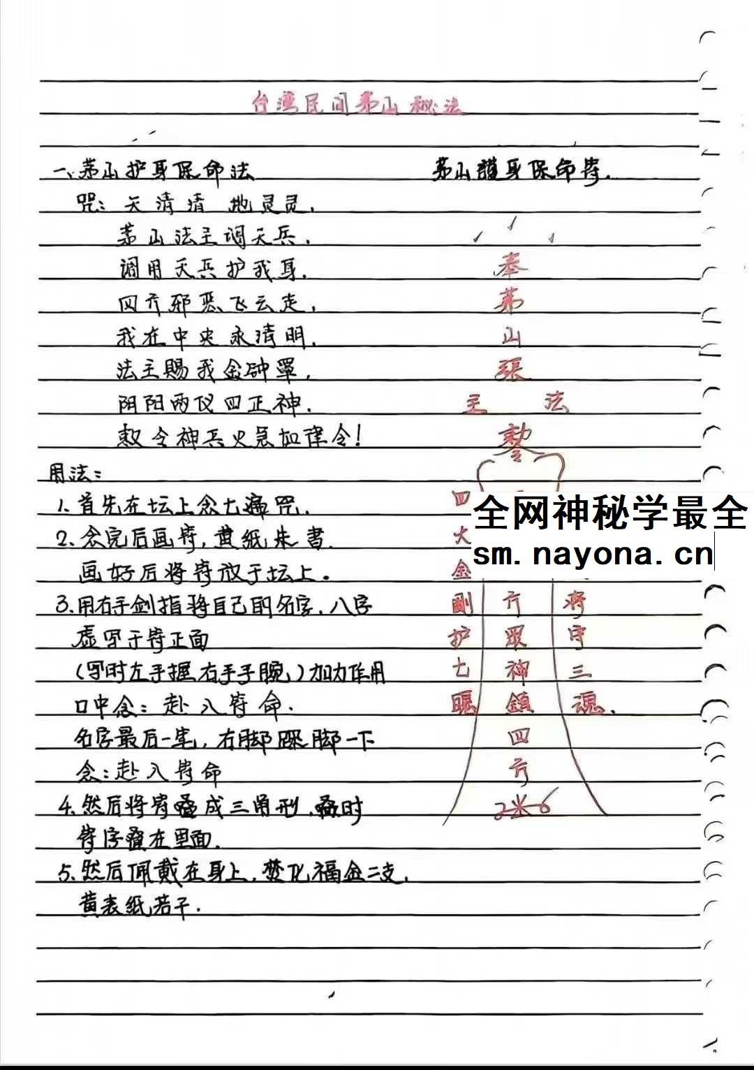 《台湾民间茅山秘法》手抄本86页