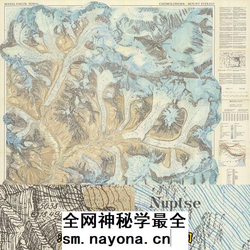50年代珠穆朗玛峰等高线地形图JPG高清电子图片1张（英1957年）