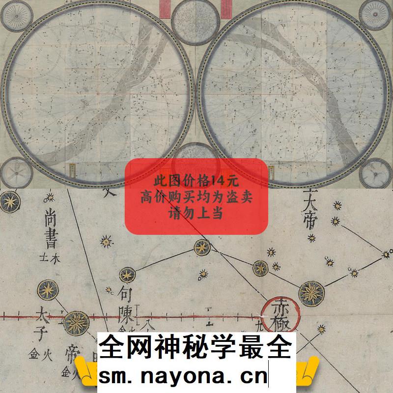 徐光启彩绘赤道南北两总星图天文星象高清大图 电子版 (崇祯7年)