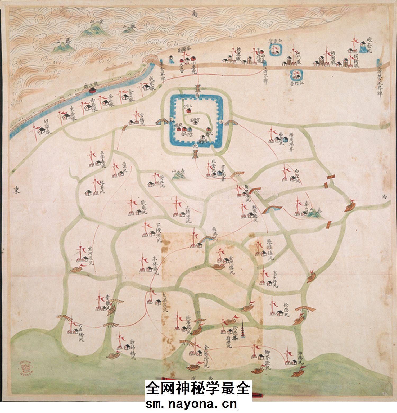 【舆图】1759年前上海松江府金山营汛舆图乾隆历史老地图高清图片