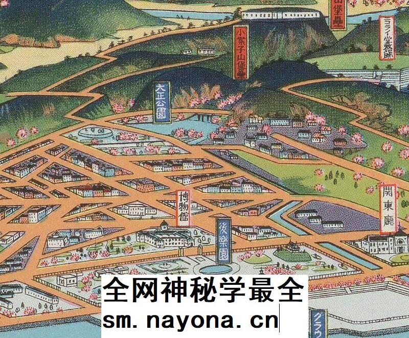 【舆图】1927年旅顺鸟瞰彩绘地图 民国旅顺港老地图